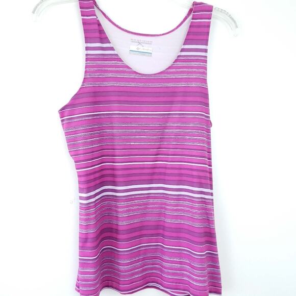 Columbia Pink Stripe Tank Top Outdoors Hiking XS Pink Purple with Stretch XSmall - Picture 1 of 5